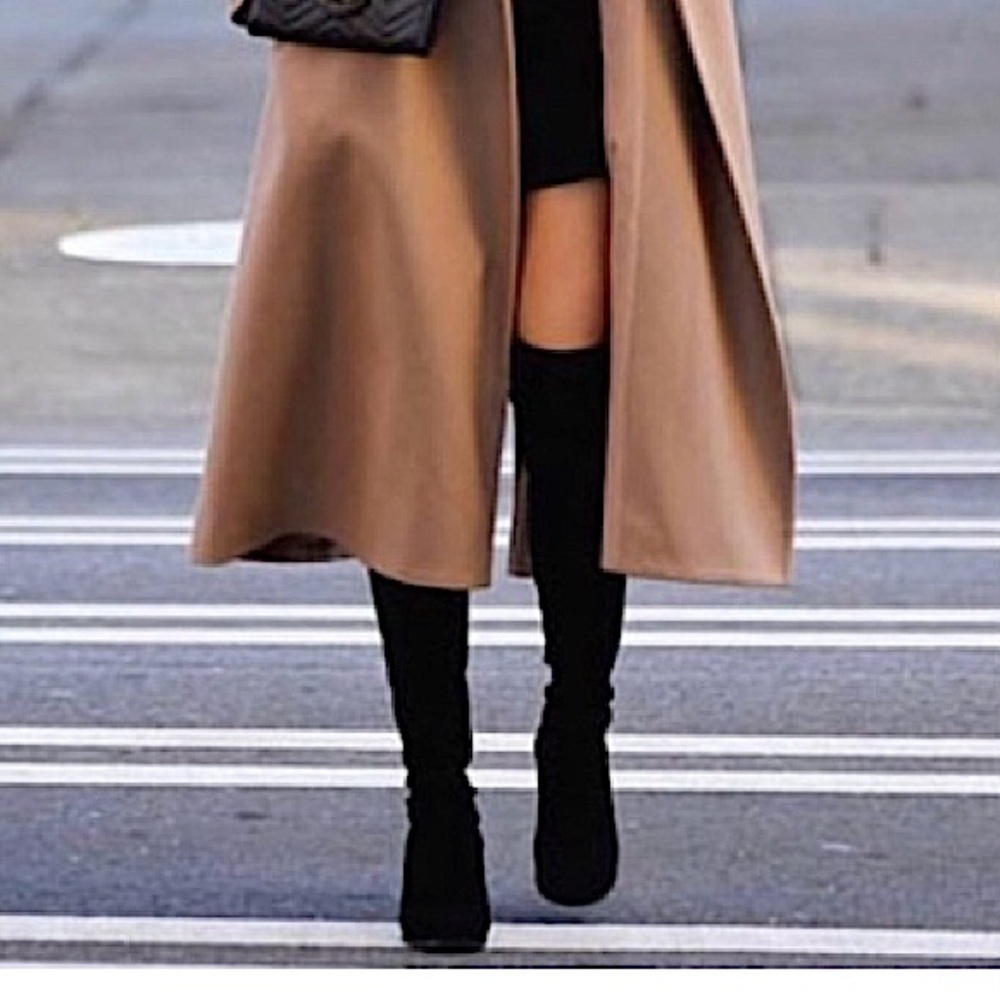 🆕 ISAAC MIZRAHI Tall Boots Yolanda OTK Leather Suede Gold Ankle Zip Black H1” 8